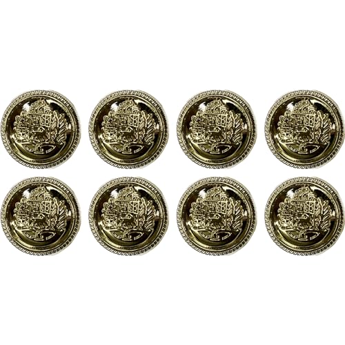 Ani Accessories 3D Shining Golden Metal Shank Button for Coat Blazer Suit, Sherwani, and Bandhgala Indian Dresses Sports Coat Uniform Jacket (Pack of 8 Big, Shining Gold)