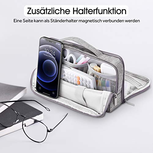 Pennenetui, staande hulp, draagbare kleurpotlodenetui, grote opbergruimte, waterdicht, potloodtas met houder voor school… - Afbeelding 4