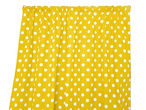 Lovemyfabric Cotton Polka Dot Print Curtain Panel 58" Wide Home Decor/Window Treatment/Photography Backdrop/Photo-Booth Backdrop White On Yellow (36" Tall) #TOP30
