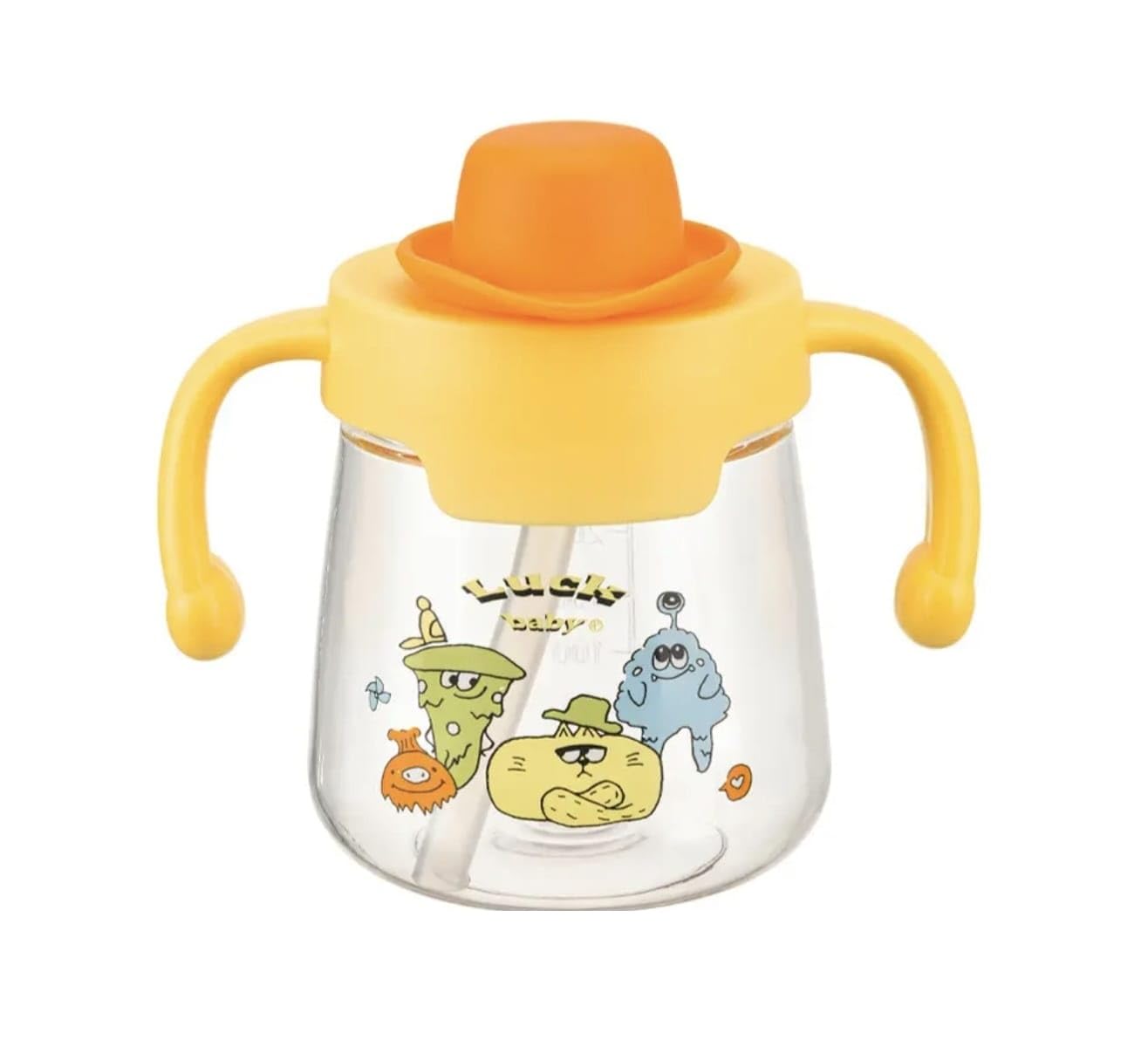 Magic Pebbles Baby Training Sipper Cup 300 ml with Straw and Dual Handles BPA Free Spill Resistant Drinking Cup for Toddlers Boys and Girls (Orange)-image-45