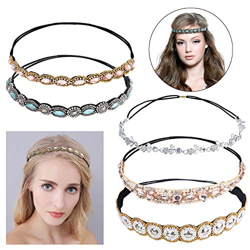 Zoylink Strass haarband, elastisch, voor dames, 5 stuks - Image 4