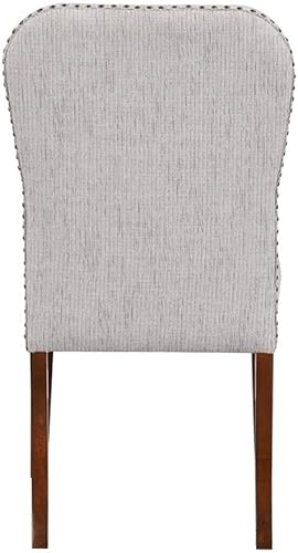 Miniatura 6 de Comfort Pointe Salina Sea Oat - Silla de comedor de tela beige con cabezas de clavo juego de 2