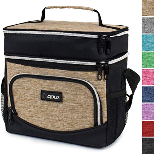 OPUX Premium Insulated Dual Compartment Lunch Bag for Men Women | Double Deck