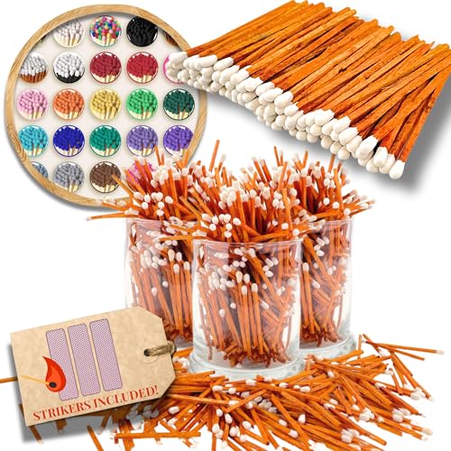 Image of 150 Count | 2 inch Brown & White Matches | Strikers Included | Color Tip Wooden Match | Refill for Matchstick Jars, Candle Display, Holders & Bottles | 2 in inches Long