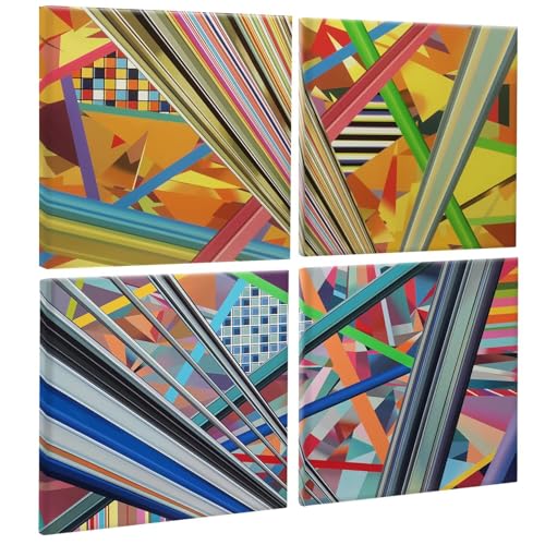 PHOENIX Bold Geometric Wall Art Decor Set of 4 Framed