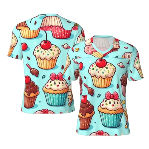 Stylish Athletic Sports Jersey Bakery-Cupcakes-Pastel Men's Rugby Jersey Small Black
