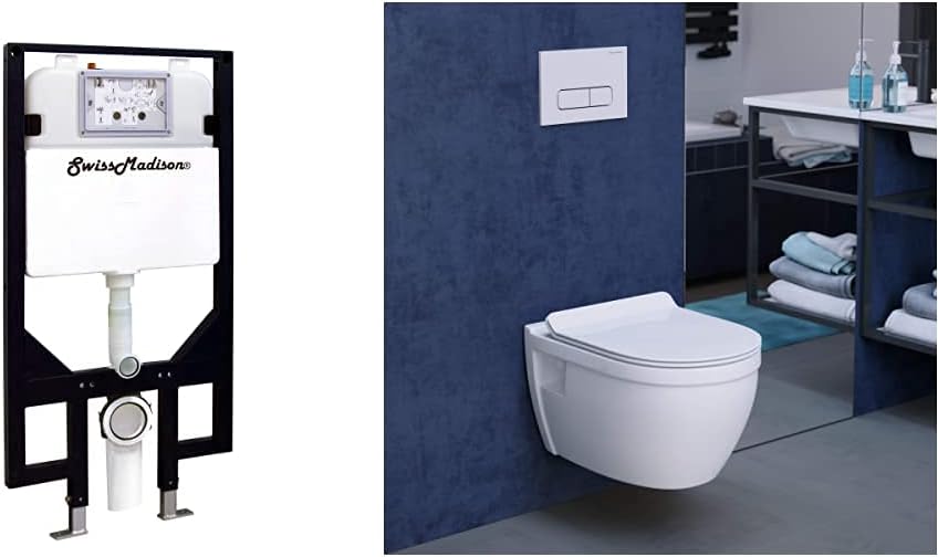 Swiss Madison Well Made Forever SM-WC424 Toilet Tank Carrier and SM-WT450 Wall Hung Toilet Bundle, White