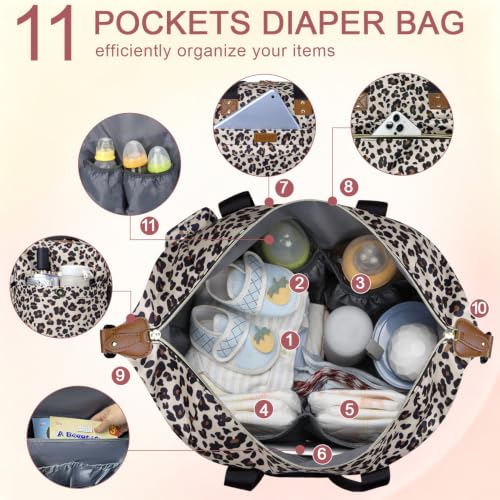 Image of Pritent Diaper Bag - Baby Diaper Bag Waterproof Large Maternity Travel Baby Bag for Mom and Dad