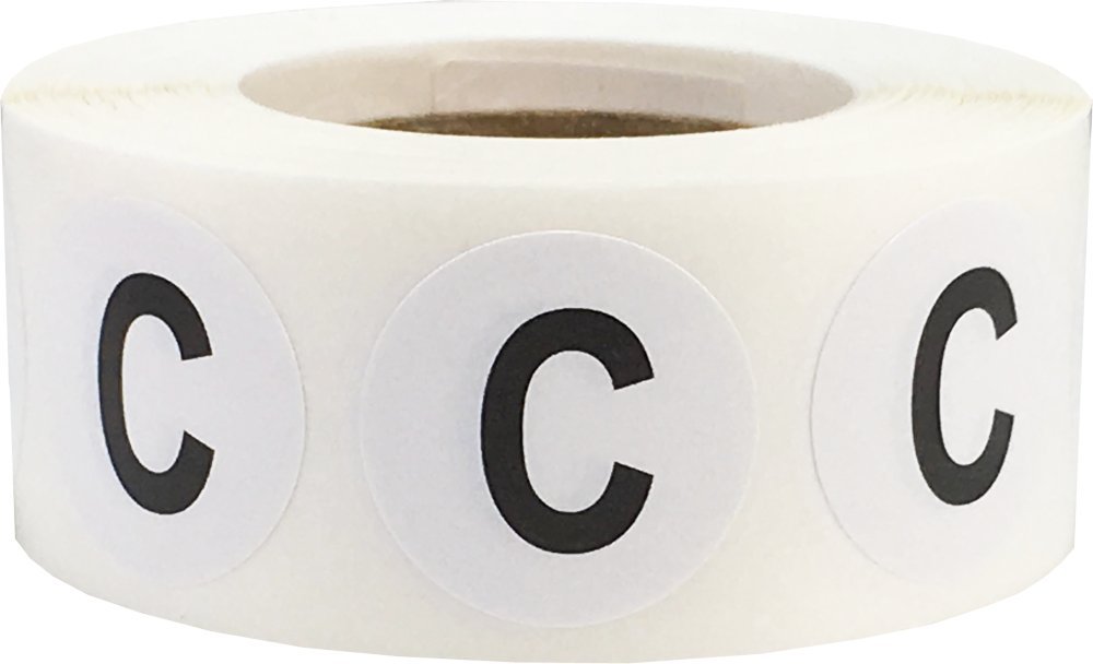 Letter C Inventory Labels .75 Inch Round Circle Dots 500 Adhesive Stickers