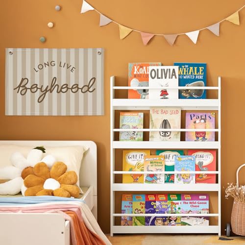 Image of Boys Room Decor Long Live Boyhood Banner，Vintage Playroom Bedroom Nursery Wall Hanging Decor, Retro Kids Room Decor Stripes Flag Banner 30x20 boyroom