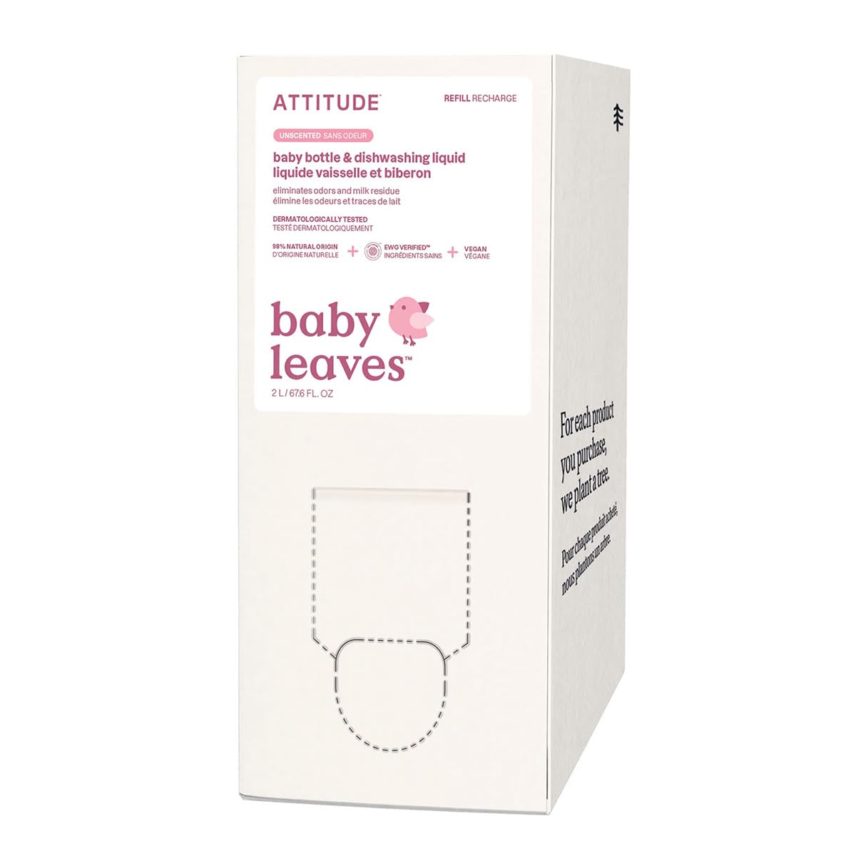 Baby Washing up Liquid, EWG Verified, No Added Dyes or Fragrances, Tough on Milk Residue and Grease, Vegan, Unscented, Bulk Refill, 2 Litres