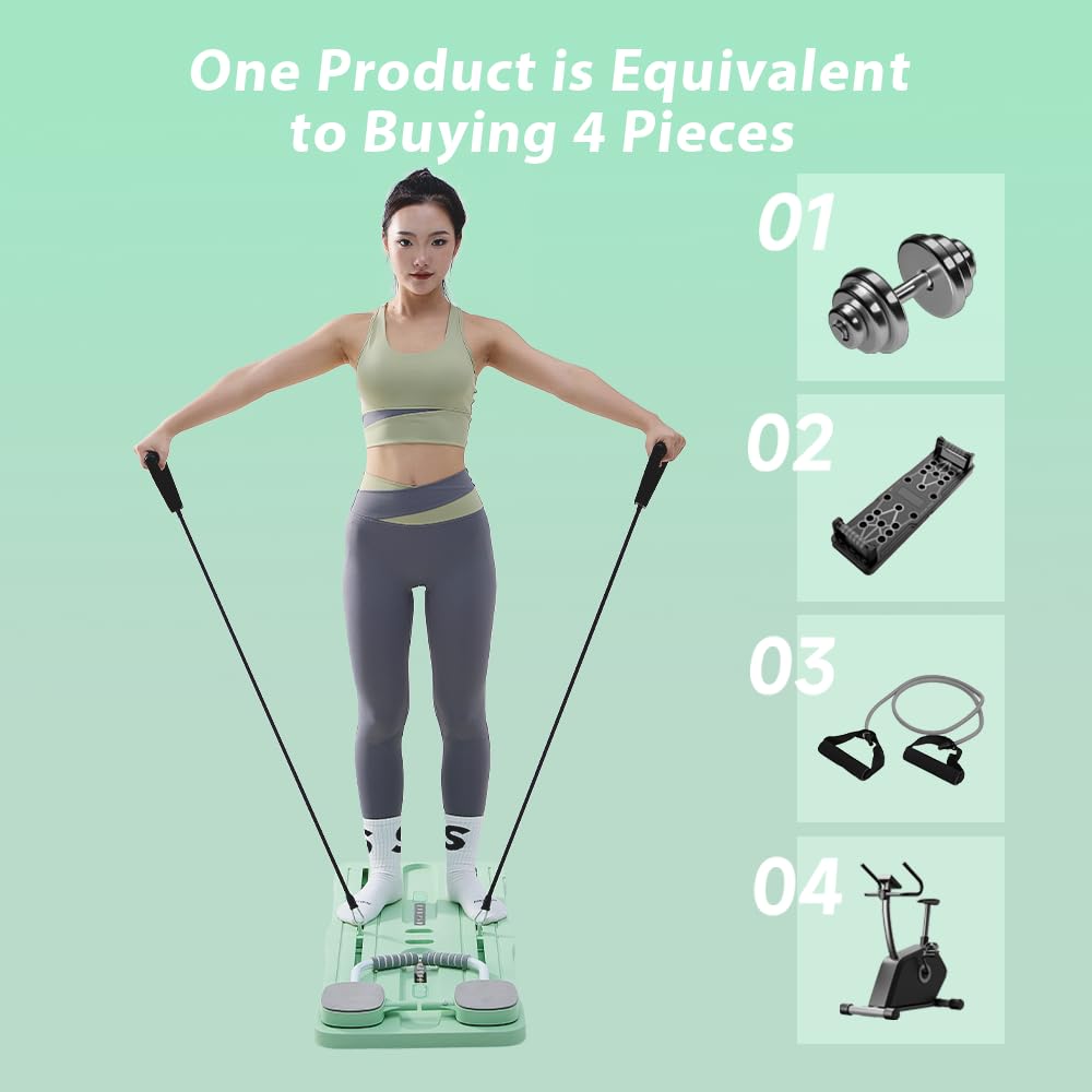 Eolzzi Portable Pilates Reformer Board - Home Workout Equipment With Resistance Bands