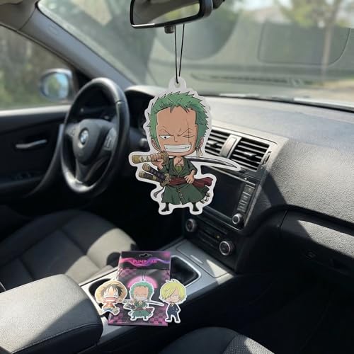 Image of PumpCar 2 pieces Straw Hat Luffy Zoro Sanji double-sided hanging Japanese anime vanilla-scented One Piece car air freshener Cool anime hanging air fresheners for mirror Car Interior Accessories Gifts