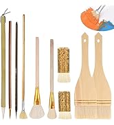 Hpmjz 10 Pcs Pottery Glaze Brushes Glazing Goat Hair Blending - View #3