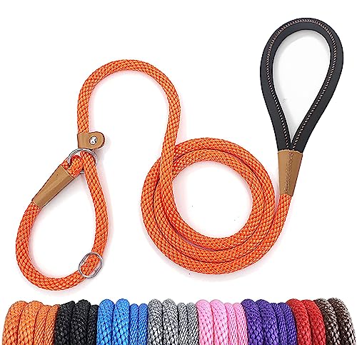 lynxking Schleppleine für Hunde Hundeleine Retrieverleine Führleine Zugleine für kleine mittelgroße große Hunde (Orange, Zugstopp-1.3cm x 180cm)