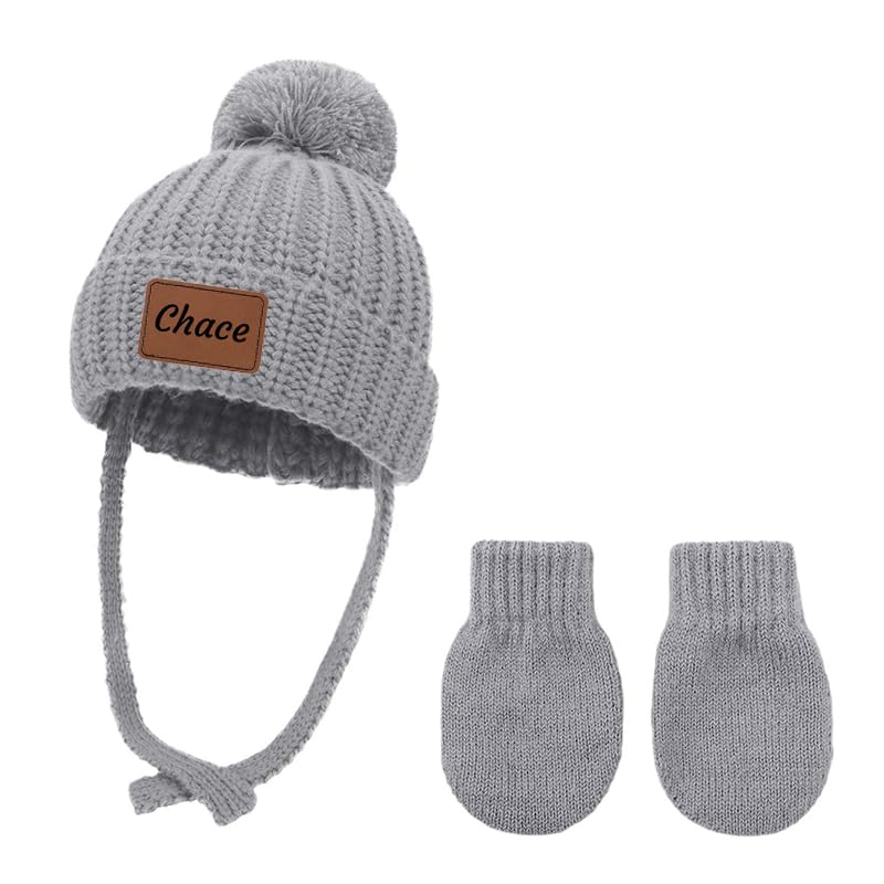 Personalized Customized Autumn and Winter Children's Knitted hat Gloves Infant Yarn hat Set4