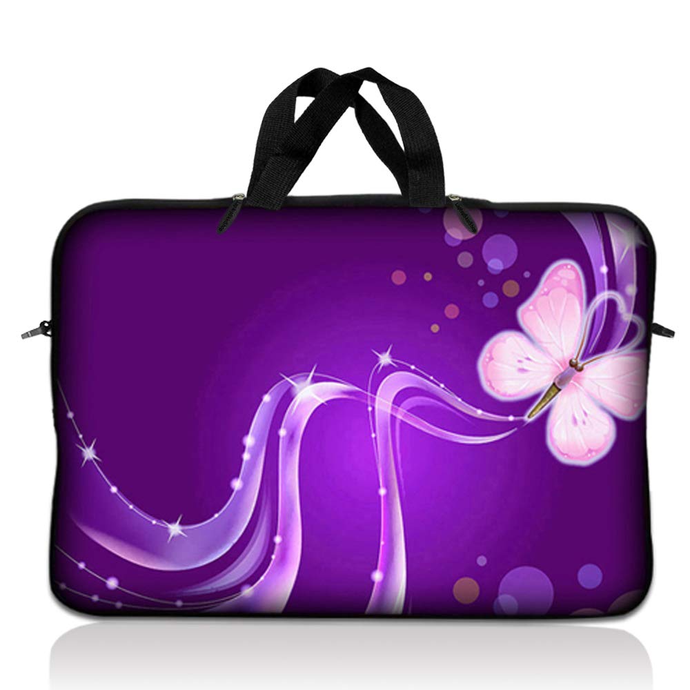 LSS 12.3 inch Laptop Sleeve Bag Carrying Case Pouch with Handle for 11" 11.6" 12" Acer, Asus, Dell, Hp, Sony, Toshiba, Pink Plumeria Flower — view 58