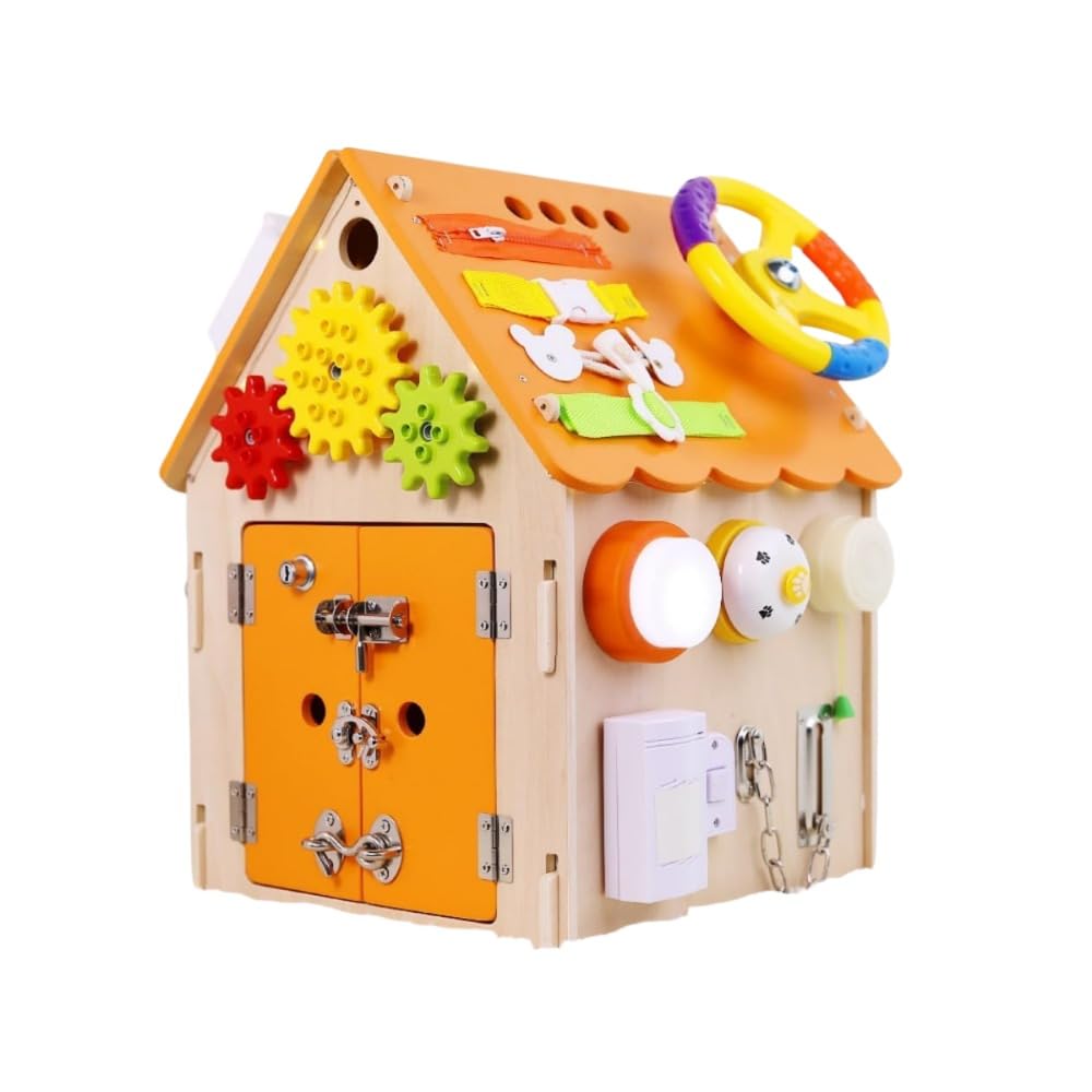 Amazon.co.jp: 木製モンテッソーリ ビジーハウス 子供 早期教育 ビジー