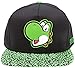 Difuzed Unisex Nintendo Super Mario Bros. Yoshi Face Rubber Patch Snapback Baseball Cap with Animal Print Brim Baseballkappe, Schwarz, Einheitsgröße