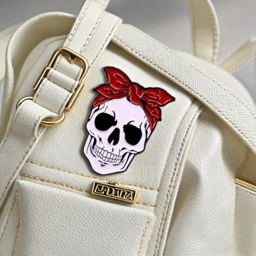 Image of Feminist Skull Pin, Funny Lapel Pin, Halloween Brooch for Women Fashion, Skulls Enamel Pins, Goth Brooches, Hat Pins, Gothic Backpack Pins, for Bags Backpacks Sambas Socks Shoes Cosplay Hats, Punk Rock Stylish Christmas Gift