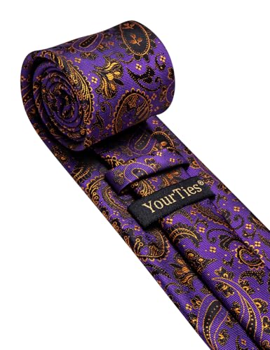 Image of YourTies Paisley Men's Necktie Woven Silk Floral Ties for Men Designer Formal Business Party Wedding