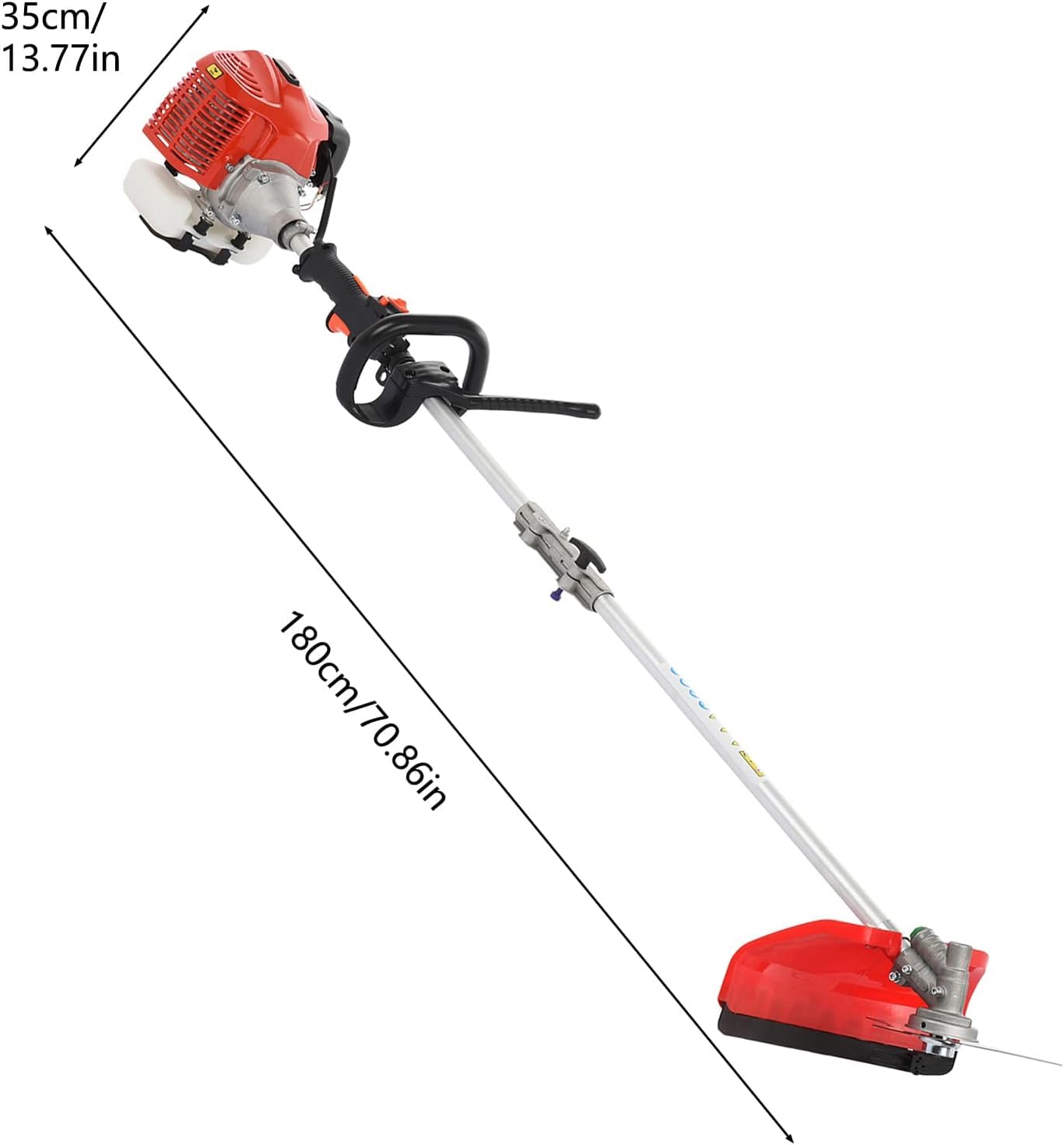 Herramienta de jardín multifuncional de gasolina de largo alcance de 52 cc, desbrozadoras de gasolina 5 en 1 y cortador de cepillo, motosierra podadora con poste de extensión de 75 cm