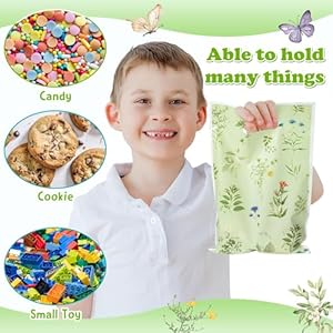 Herb Flower Party Favor Bags 50Pcs Plastic Herb Wildflowers Candy Goodie Treat Gift Bag with Handles Rustic Farmhouse Floral Wedding Birthday Party Supplies Baby Shower Decor