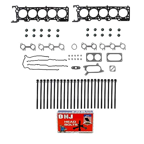 Image of DNJ HGB4183 Engine Cylinder Head Gasket Set with Head Bolt Kit, Complete Repair Set for 1997-2002 Ford E-350 Econoline 6.8L 415cid V10 SOHC