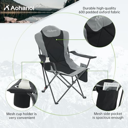 Sillas de Camping Aohanoi, Sillas Portátiles para Camping con Respaldo Ajustable, Plegables para Exterior, Soporta hasta 350 libras, Bolsa de Transporte Incluida miniatura 5