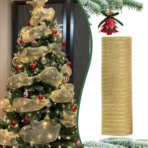 26 cm×9 m Glänzend Weihnachtsgirlanden Weihnachtsband Breit...