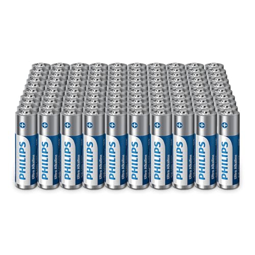 Philips Piles Alcalines AA Ultra – Emballage en Vrac pour Appareils à Usage Intensif et Les Bureaux, Lot de 100