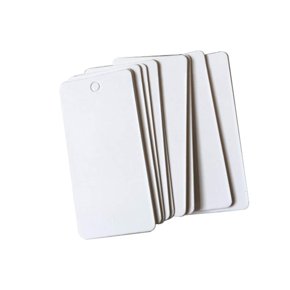 Zhoubaa White 100Pcs Kraft Paper Tags, Blank Wedding Favour Gift Diy Luggage Price Labels, Store Hang Tags - 2Cm X 4Cm/0.79" X 1.57" - 100Pcs - Rectangular - Paper - Hangtag