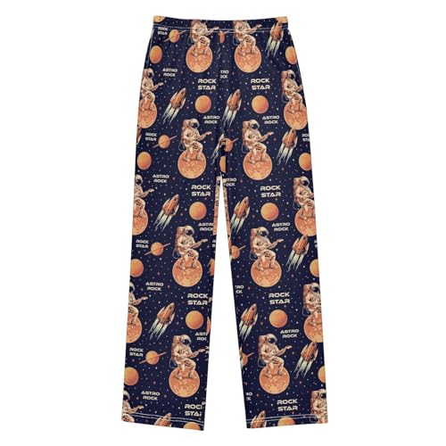 CaTaKu Boys Astronaut Guitar Planets Pants for Boys Girls Wide Leg Sweatpants Kids Long Bottoms with Pockets Size 6-14Y