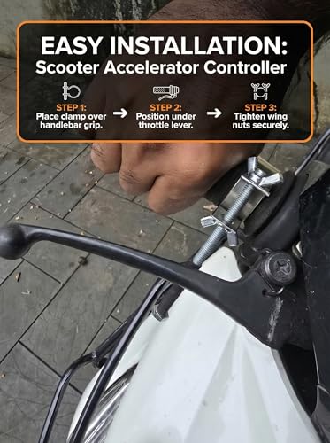 Image of Accelerator Controller for Scooter & Bike | Tool-Free Throttle Speed Limiter for Beginners | Scooty Accelerator Controller with Dual Wing Nut |Steel Bike Accelerator Controller with Rubber Gasket | Easy Install Safety Device