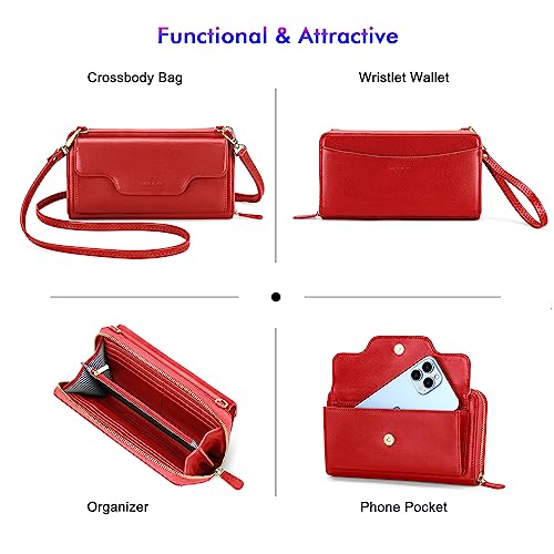 Image of nuoku Small Purse for Women, RFID Blocking Wristlet Wallet, Crossbody Clutch with Cell Phone Pocket