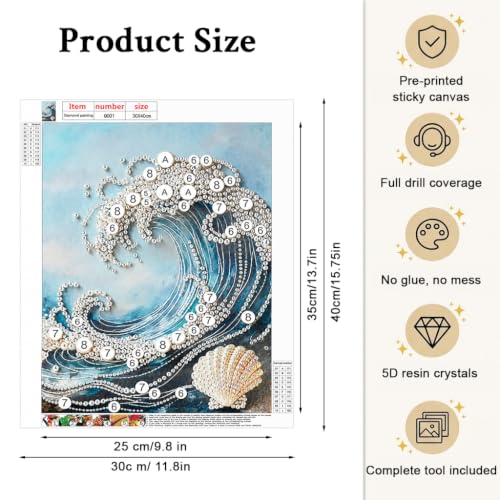 Image of HASTHIP Diamond Painting Kit DIY Diamond Art with Sparkling Rhinestones for Adults and Kids Home Wall Decor Relaxing Craft Gift