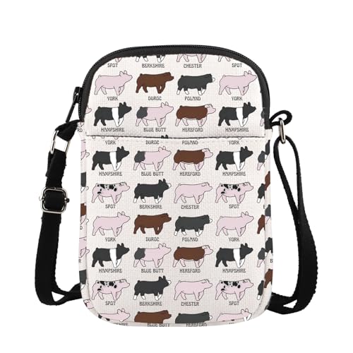 TOBGBE Funny Pig Idea Crossbody Bag Pig Breed Inspired Handbag Pig Gifts for Pig Lovers Animal Lovers Gift Breeder Gift