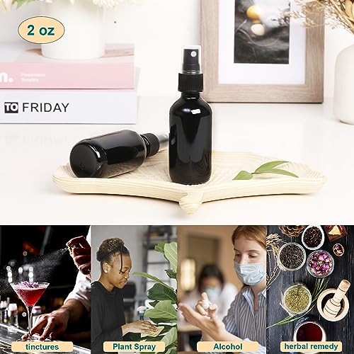 Image of NOOEEISS Black Glass Small Spray Bottle 2 oz 24Packs,Fine Mist Sprayer Small Clear Bottles,Refillable Containers mini spray bottles for Cleaning Solutions and Skin Care (Black 24pcs)