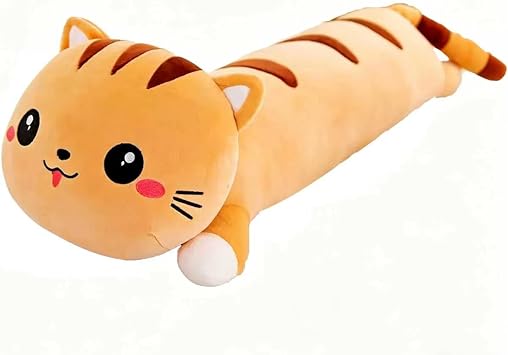 Long Cat Plush Pillows 70CM Cat Stuffed Animal Sleeping Throw Pilow Soft Plush Huggable Cat for Room Decor, Sleeping Gift for Christmas, Birthday, Halloween, Thanksgiving Day (orange)