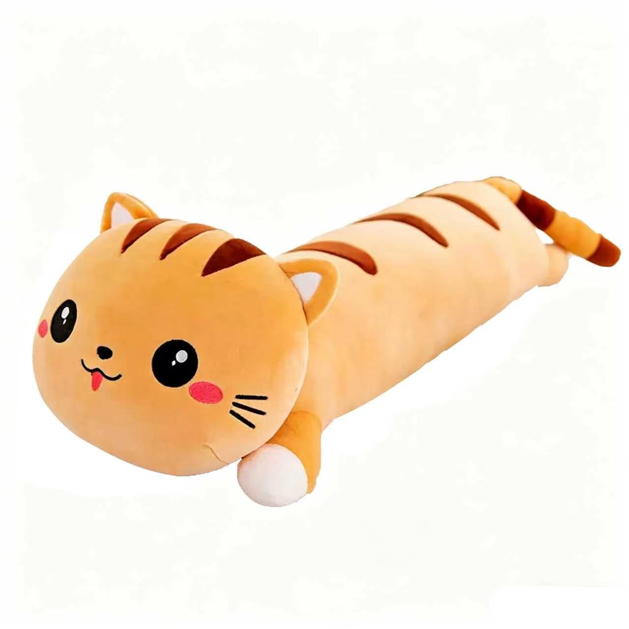 Dorclife Long Cat Plush Pillows 70CM Cat Stuffed Animal Sleeping Throw Pilow Soft Plush Huggable Cat for Room Decor, Sleeping Gift for Christmas, Birthday, Halloween, Thanksgiving Day (orange)