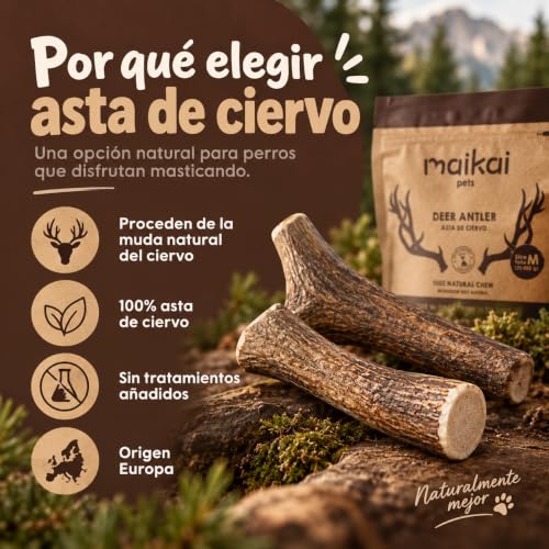 Miniatura 2 de Maikai Asta De Ciervo Para Perro Talla Xl Mordedor Natural Resistente Hueso Masticable Para Cachorros Y Razas Grandes Juguete Duradero Y Seguro Regalo Perros Navidad