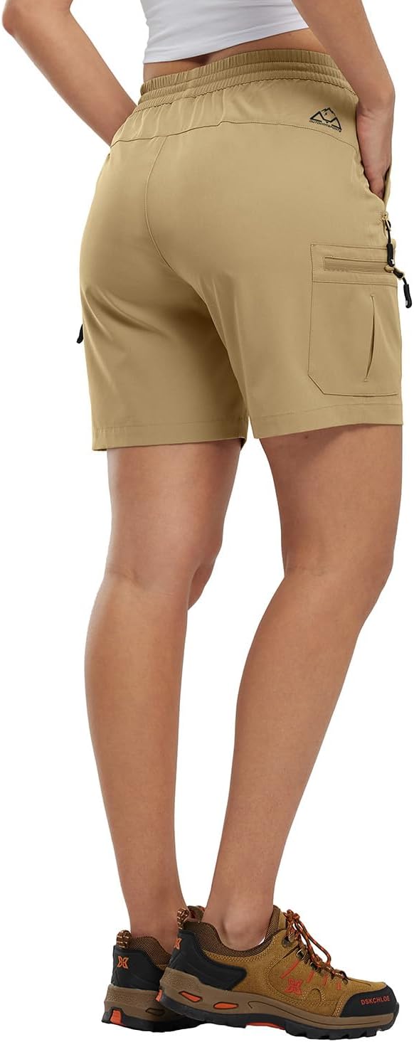 BASUDAM Women's Athletic Shorts Quick Dry Cargo Lightweight Zipper Pockets Summer Outdoor Hiking Running - Image 2