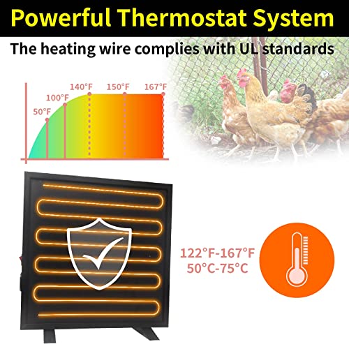 Bnandxc Chicken Coop Heater 130°F/200 Watts,2022 Upgraded Safe Chicken Coop Heater Radiant Heat Chicken Heater Safer Than Brooder Lamps, Heating Wire Ul-Compliant For Chick Kitten Puppy Pets Animals #TOP2