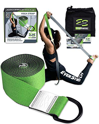 EverStretch Yoga Strap for Stretching Premium Quality 8ft. Adjustable D Ring Belt