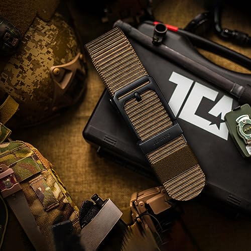 JUKMO Men's Ratchet Tactical Belt, 1.5" Nylon Web Work Belt with Automatic Slide Buckle, Adjustable Trim to Fit