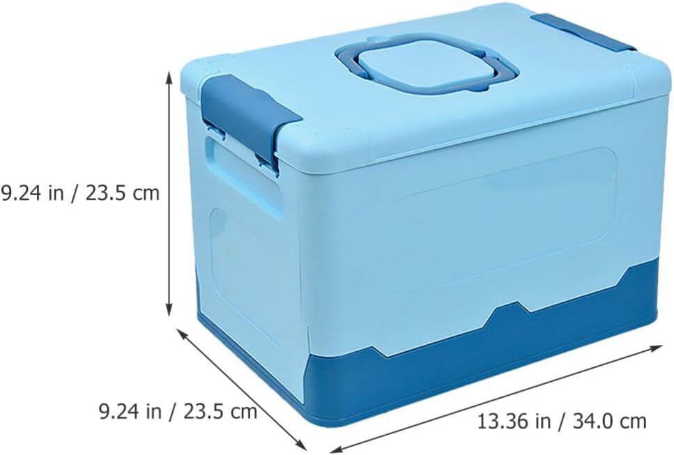 Beaupretty Plastic Storage Box Folding Carry Box Tool Organizer Portable Handled Case Lockable Container Sundries Organizer for Arts Crafts Cosmetic Sewing Washi Tape Blue