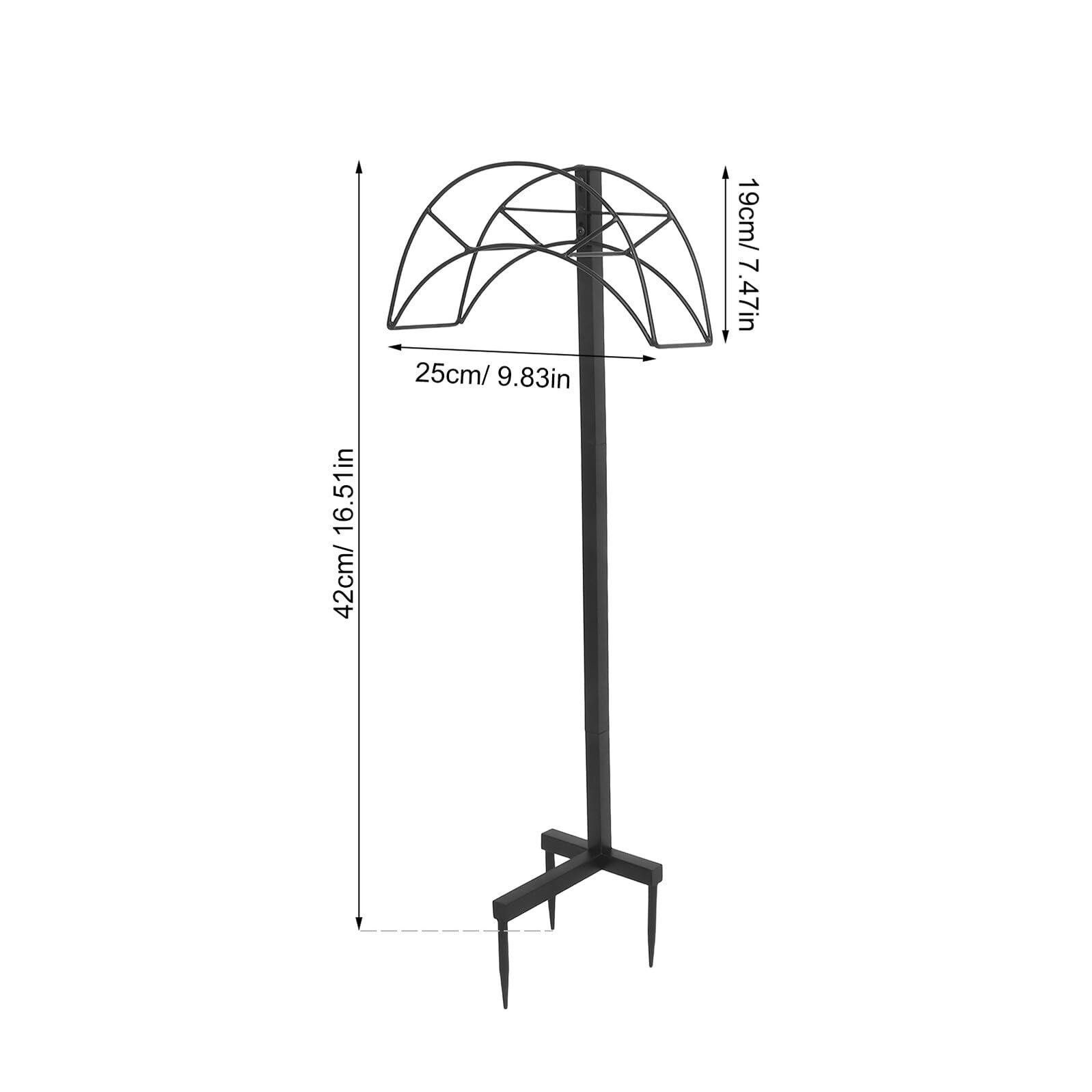 Soporte para manguera de jardín estante de almacenamiento de tuberías de agua Apuesta por soporte de manguera de jardín de metal hierro forjado Negro