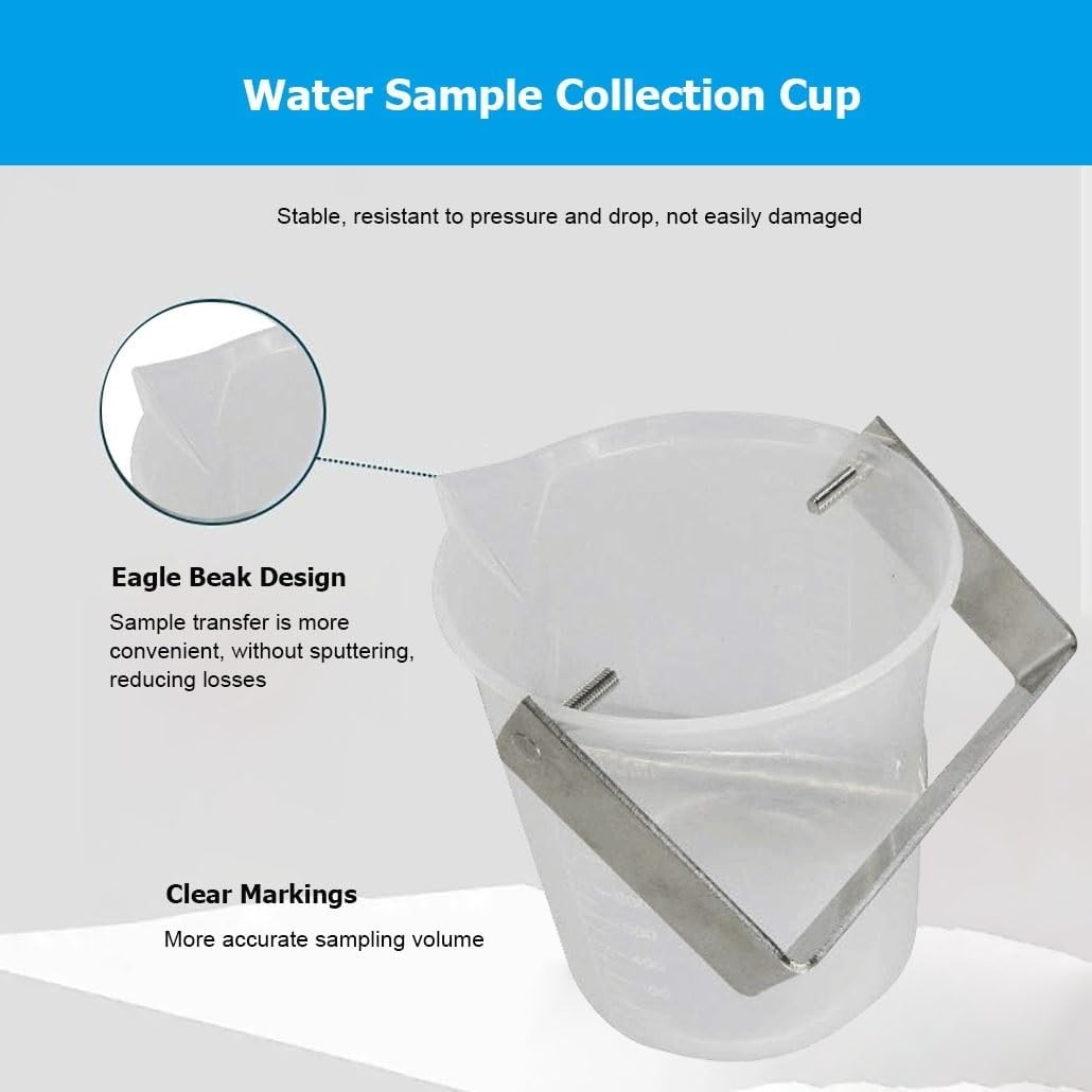 Teleskopischer Wasserprobenentnahmelöffel mit rutschfestem Griff – 500/1000-ml-Becher for die Wasserprobenahme und -analyse | 1000ML,1.11-3.0m(3.6-9.8ft)