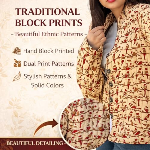 Image of Jackets for women | Cotton Quilted Reversible Short Jacket | Double Sided Warm Outerwear Coat for women |Jacket for women winter wear