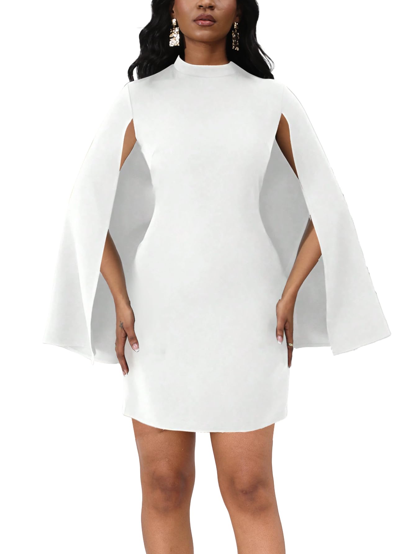 Xinlees Womens Bodycon Pencil Dress with Bell Sleeves Elegant and Versatile Casual Sheath Dress